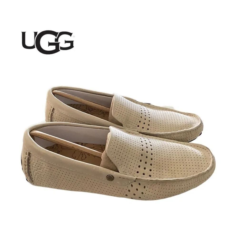 NEW UGG Men's Bel Air Venetian Perf Leather Slip On Moc Driving Loafers 7